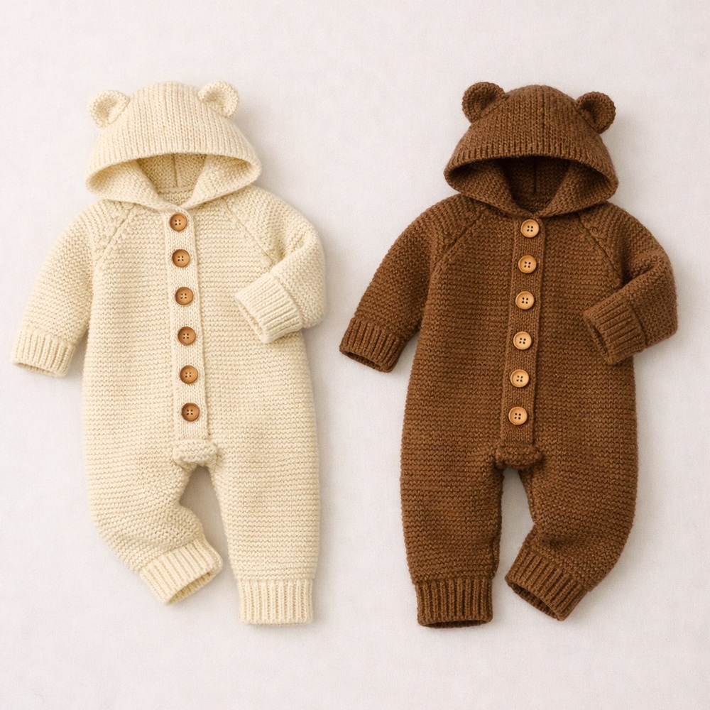 Cream and Brown romber for kids size 3-6 months. Handmade